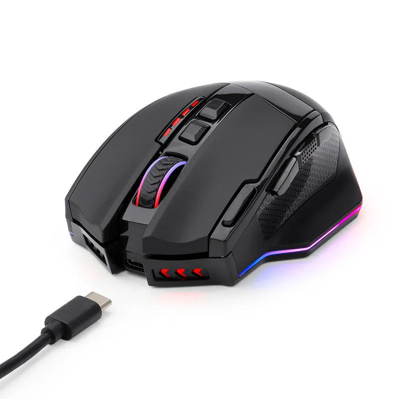 Redragon M801P black wireless gaming mouse with 9 buttons and ergonomic design