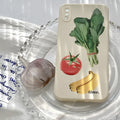 Anti drop liquid silicone phone case with spinach tomato yellow peach art design for iPhone