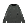 Men's grey cotton drop shoulder pullover with loose fit and long sleeves