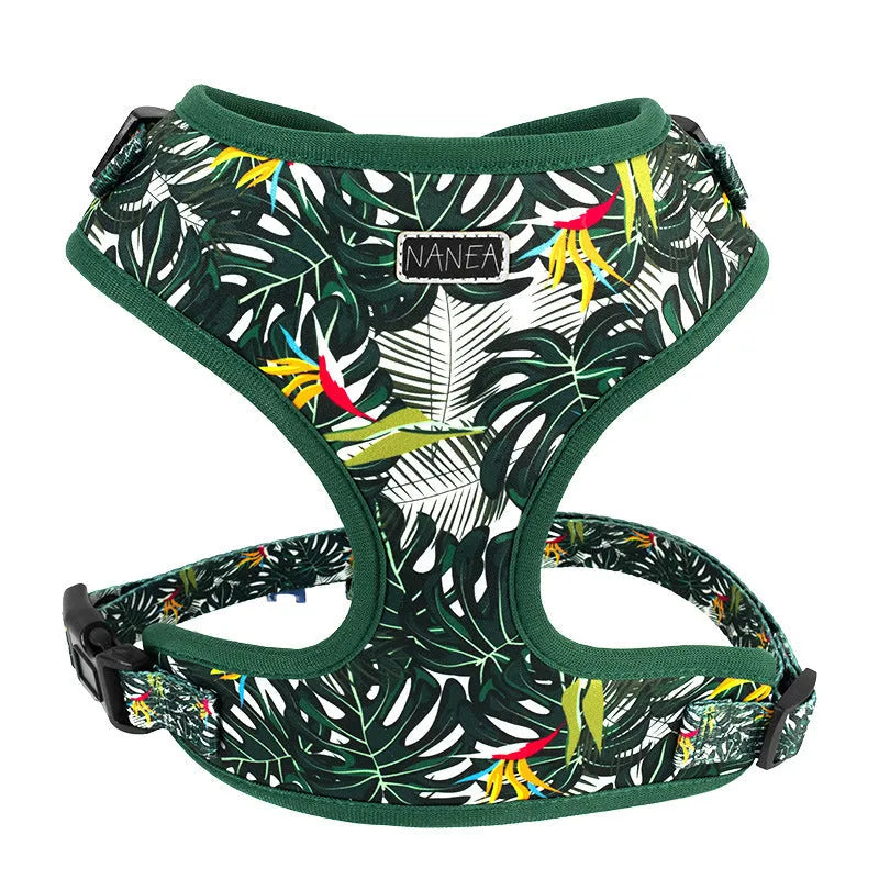 Adjustable cloth dog harness vest set with leash, collar, waste bag, bow tie and bib in six-piece gift package