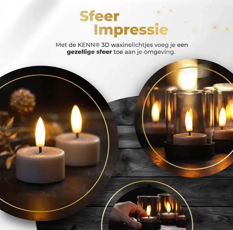 Taupe LED tealight candle with 3D flame effect measuring 4.1cm diameter by 5cm height