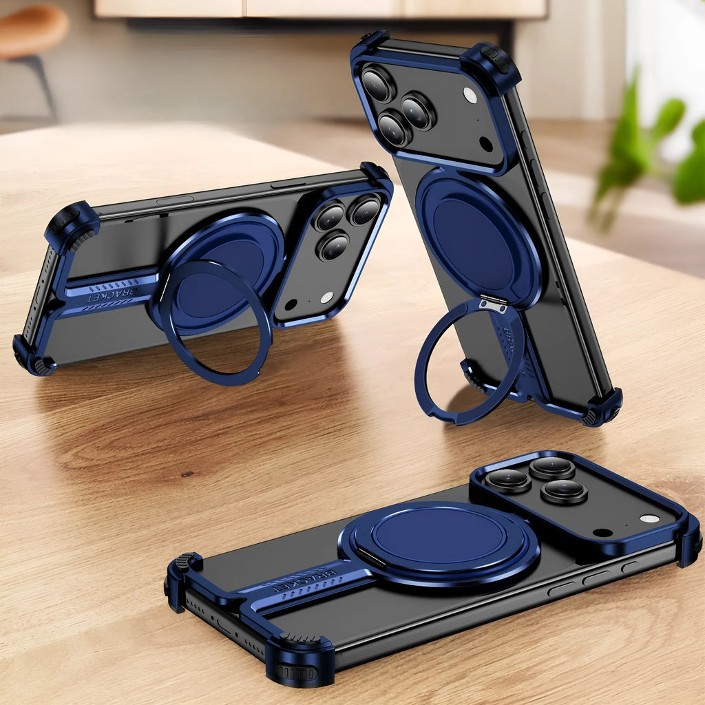 Titanium alloy bone sensing bracket phone case frameless design for iPhone 17 series in black