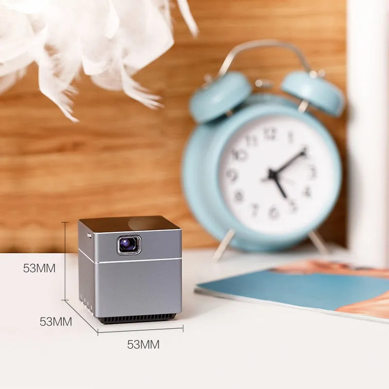 Small portable HD projector with 300 ANSI lumens LED light source and wireless remote