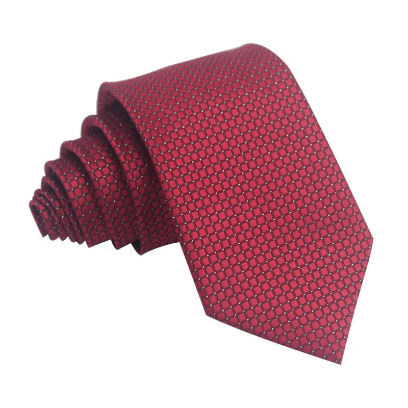 8cm wide red black and blue striped polyester jacquard business tie for men