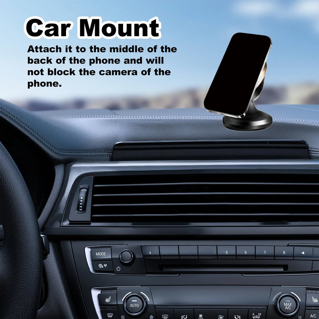 Black magnetic car foldable phone holder with compact 3.2x3.5 cm size, ABS material, for dashboard windscreen desk use