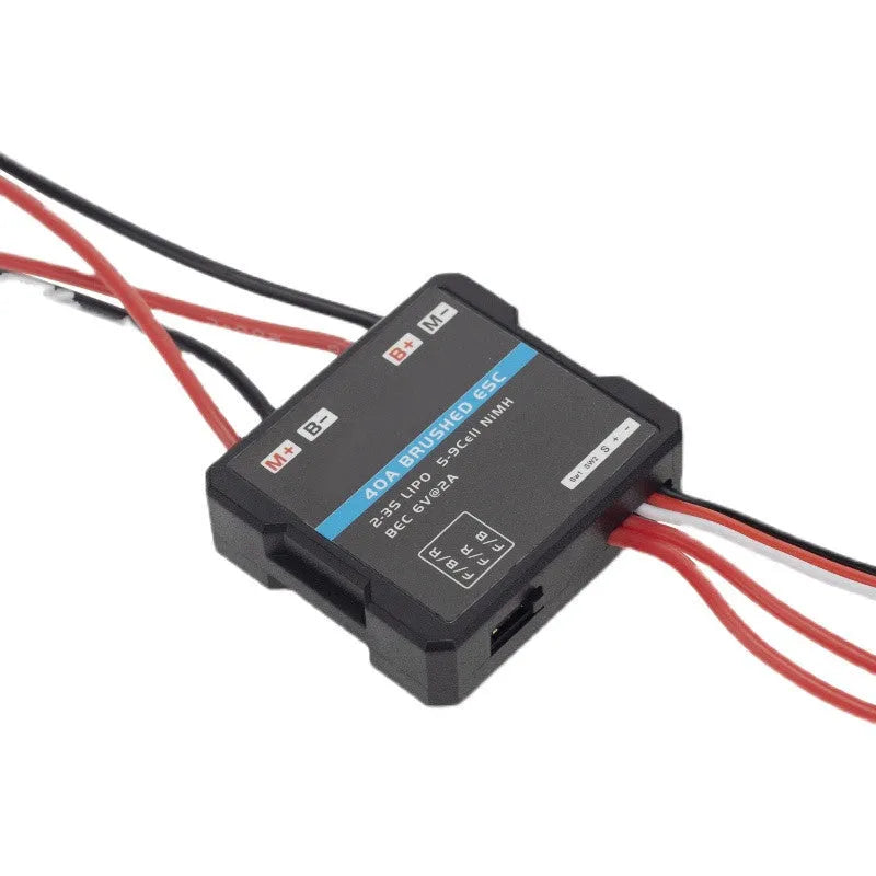 Brushed 40A speed controller for 1/16 and 1/18 scale RC cars and trucks