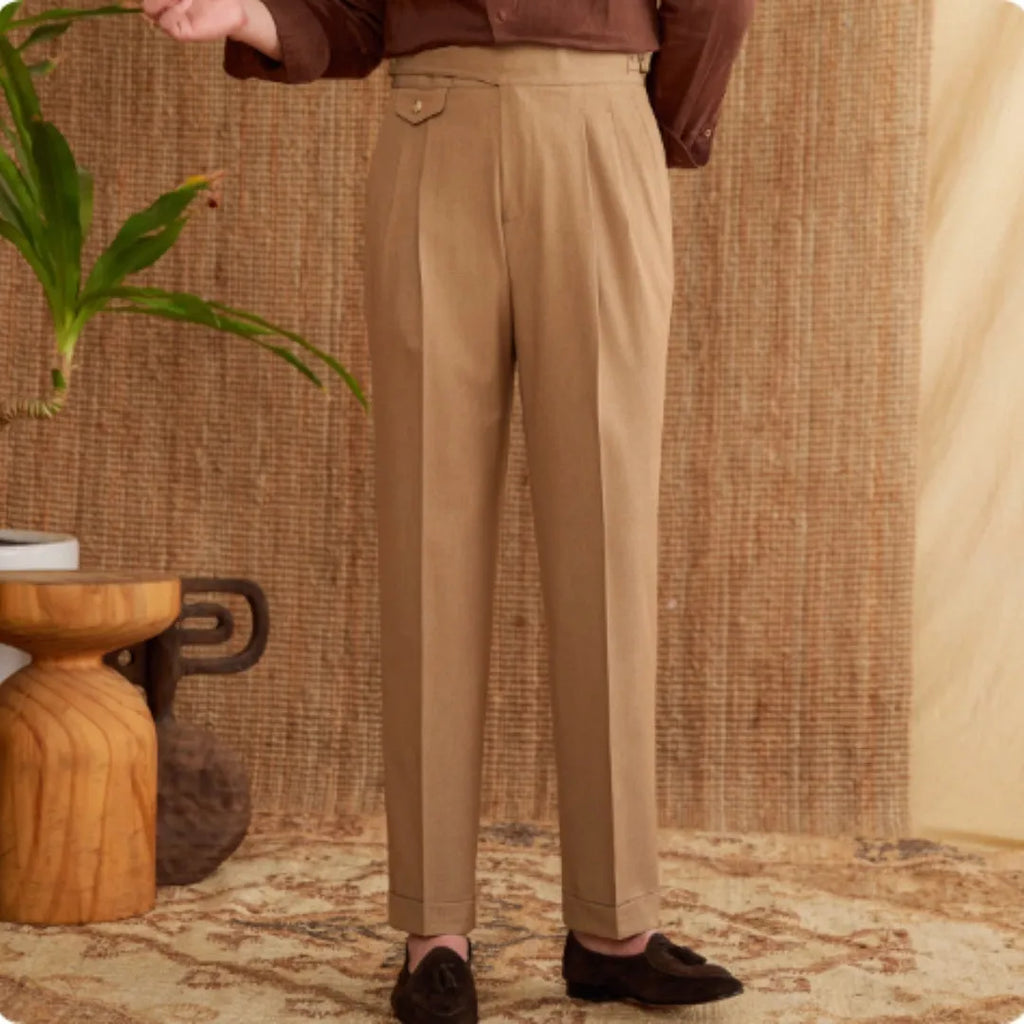 Men's slim fit straight leg trousers in dark grey for business casual and commuting wear.