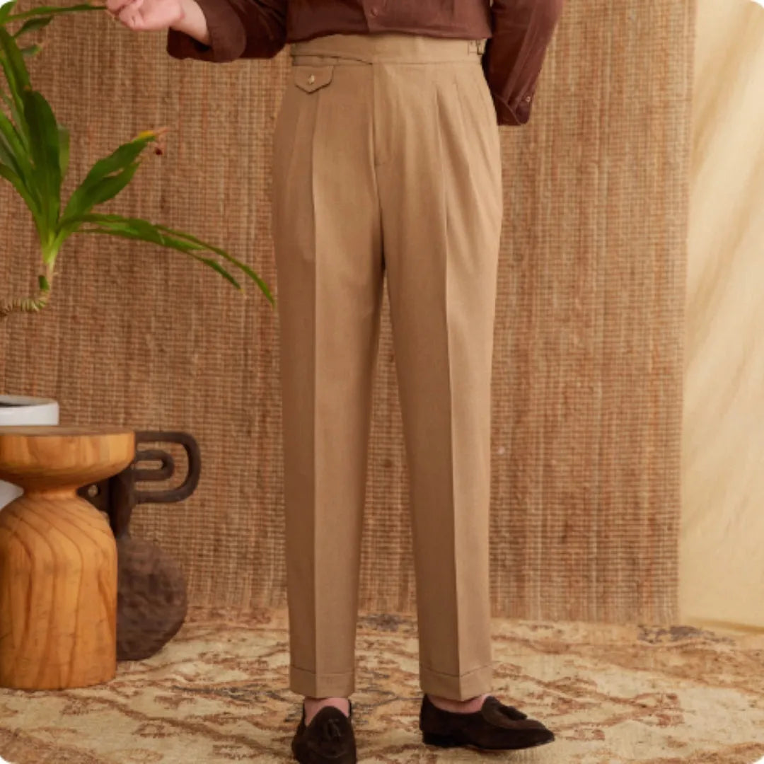 Men's slim fit straight leg trousers in dark grey for business casual and commuting wear.