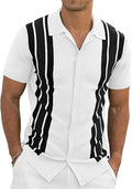 Men's short-sleeved cardigan shirt in polyester, available in six colours and sizes S to 6XL, for casual summer wear
