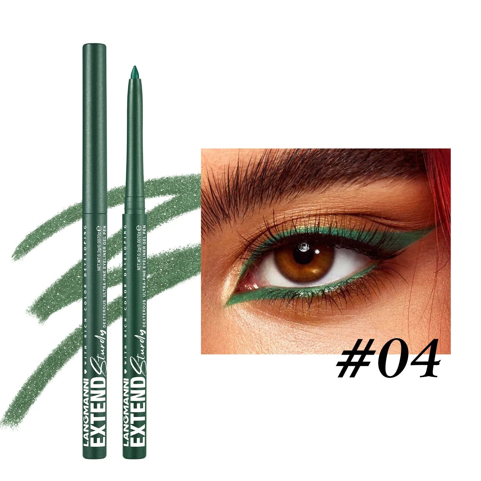 Set of 12 colourful gel glitter eyeliner pencils for waterproof party and Halloween makeup