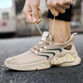 Men's casual sports shoes with flying weave upper, rubber sole, round toe, in ZM-56 brown colour