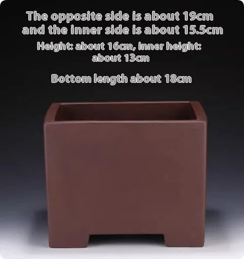 Square purple clay bonsai pot in classical style for succulent plants