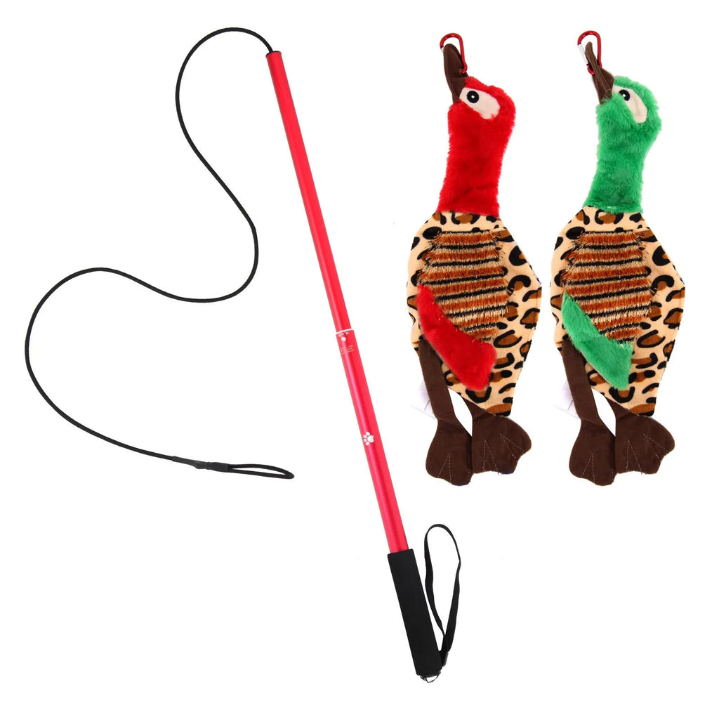 Telescopic aluminium alloy dog teasing stick, black small size, isolated on white background