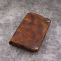 Men's genuine leather retro long wallet with multiple card slots in vertical square shape
