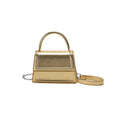 Retro PU crossbody shoulder bag in horizontal square shape showing sewing line details