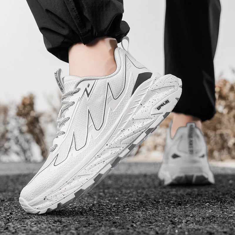 Men's breathable outdoor jogging shoes with waterproof TPU upper, rubber sole, low-top design, in white colour option
