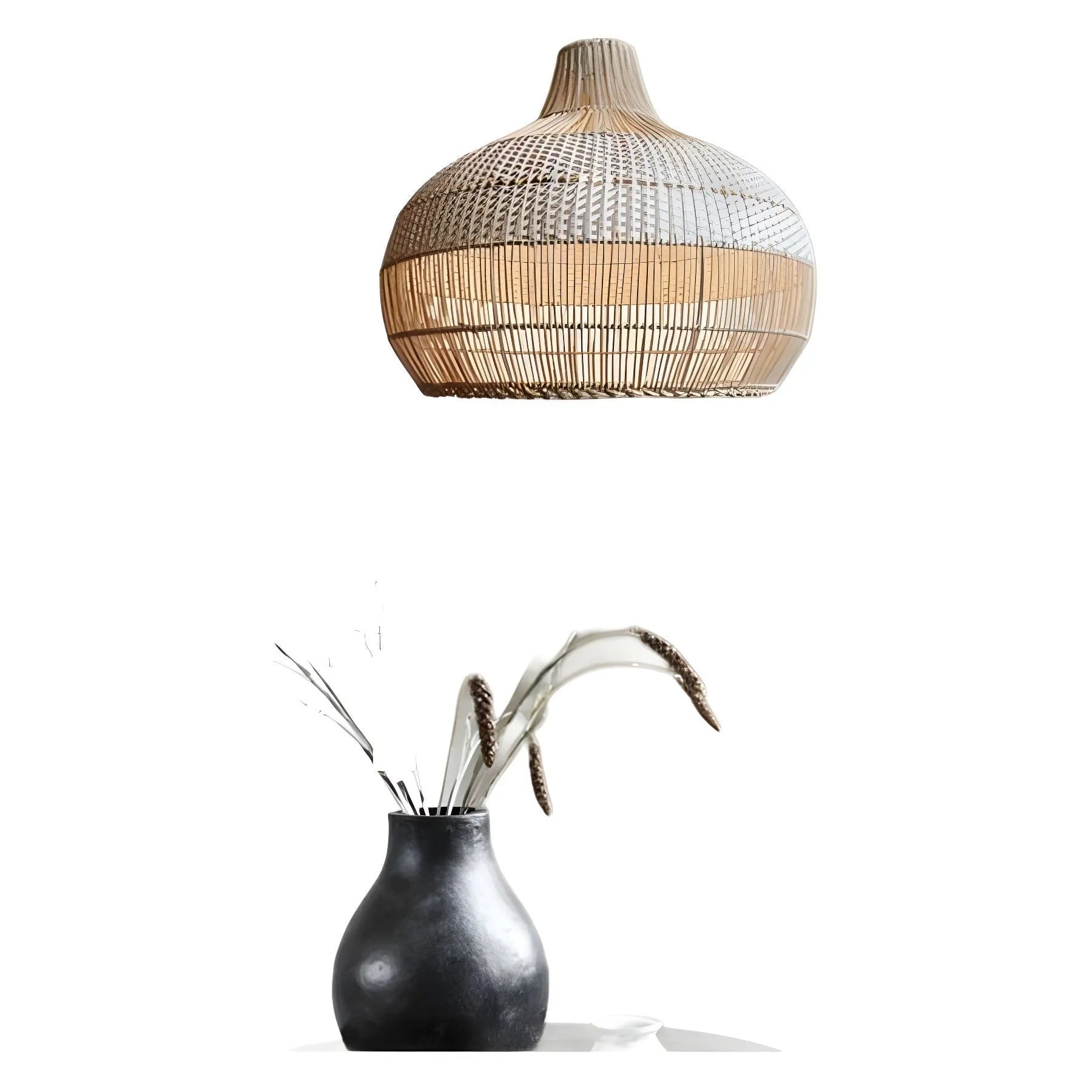 60cm diameter rattan chandelier with silent wind style design for living room