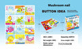 Children's button puzzle set with mushroom nails, article inserts, and storage tray in colour box