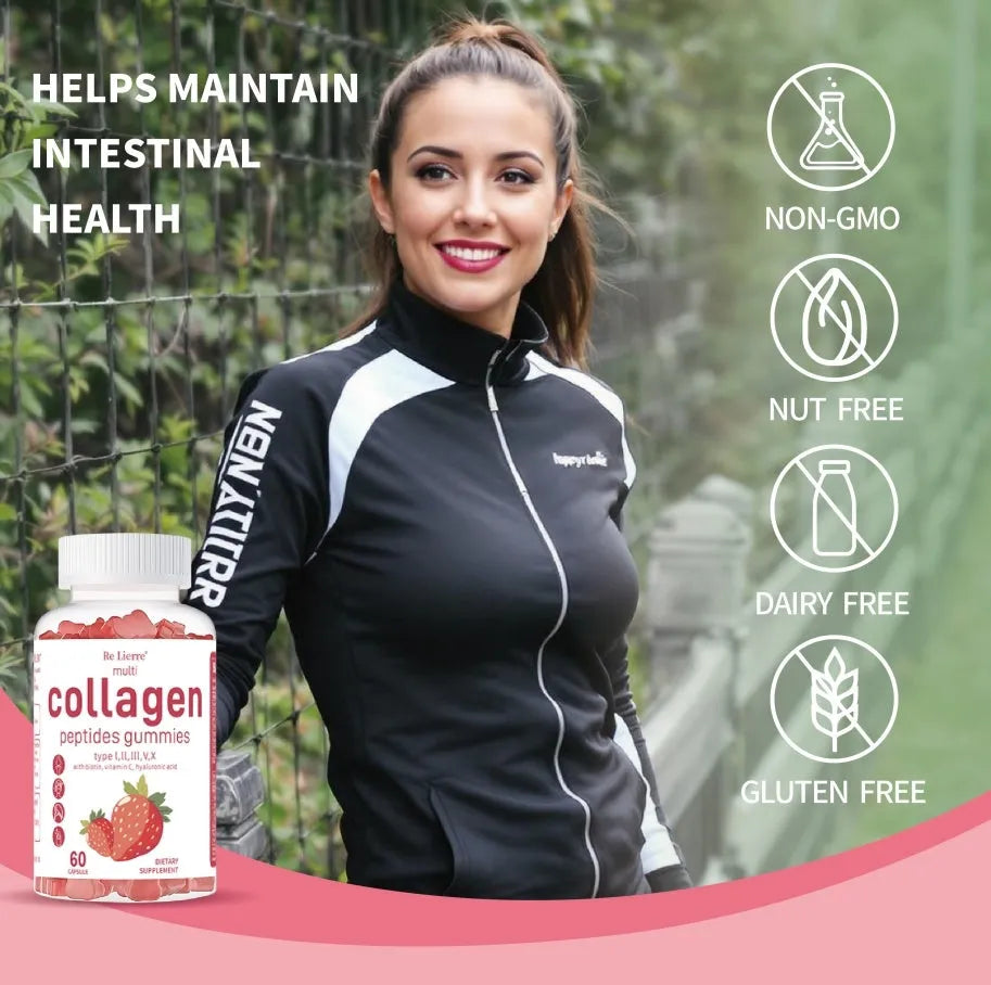 White Collagen Peptide Gummies dietary supplement for skin hair nails and joints