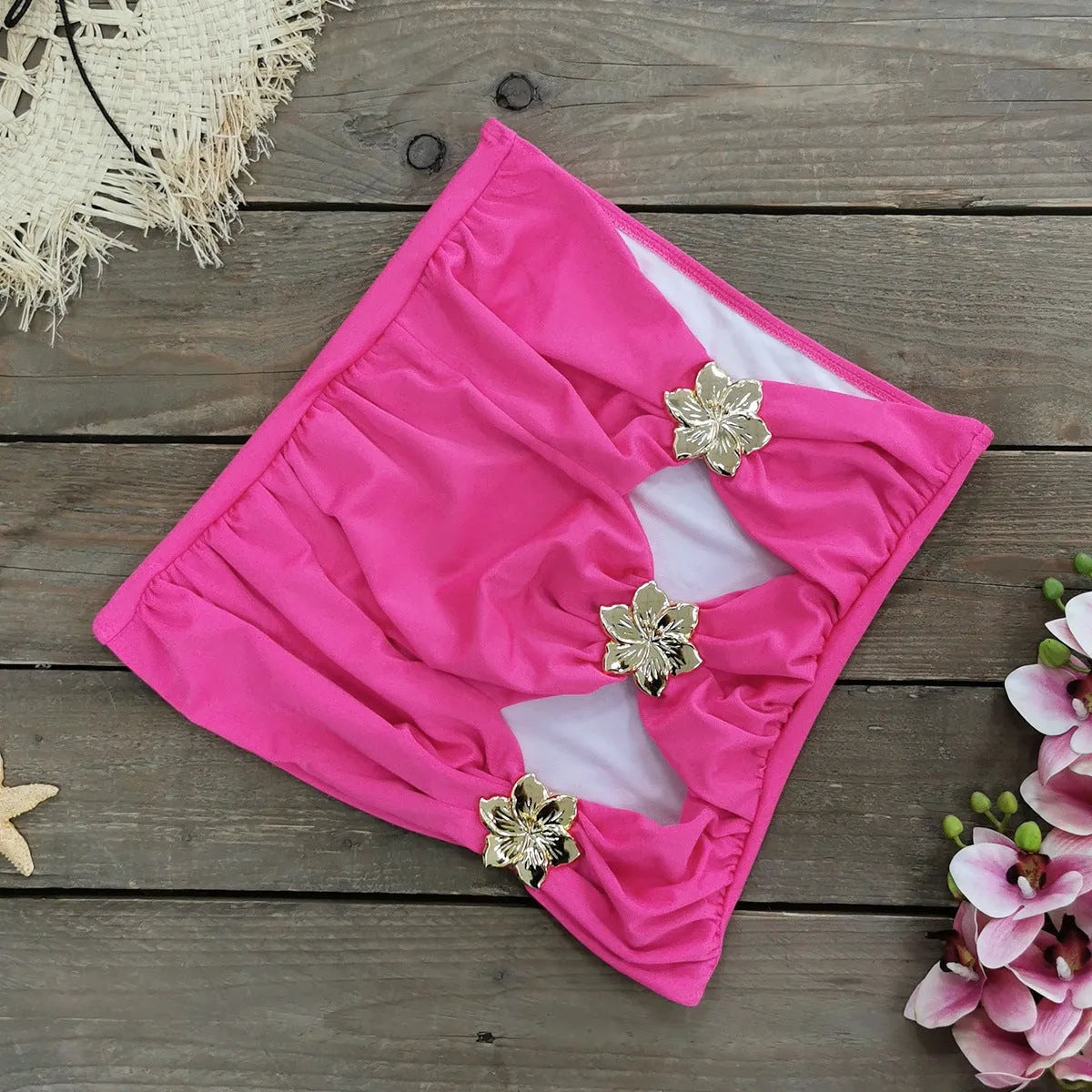Women's solid colour one-piece swimsuit with matching short skirt in high-waisted tankini style