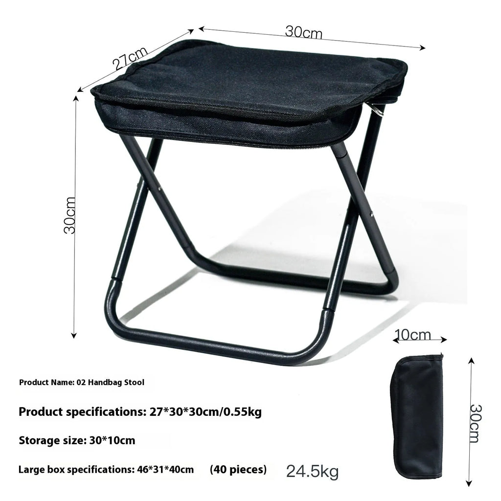 Lightweight foldable camp chair stool in Oxford fabric shown in a khaki colour.