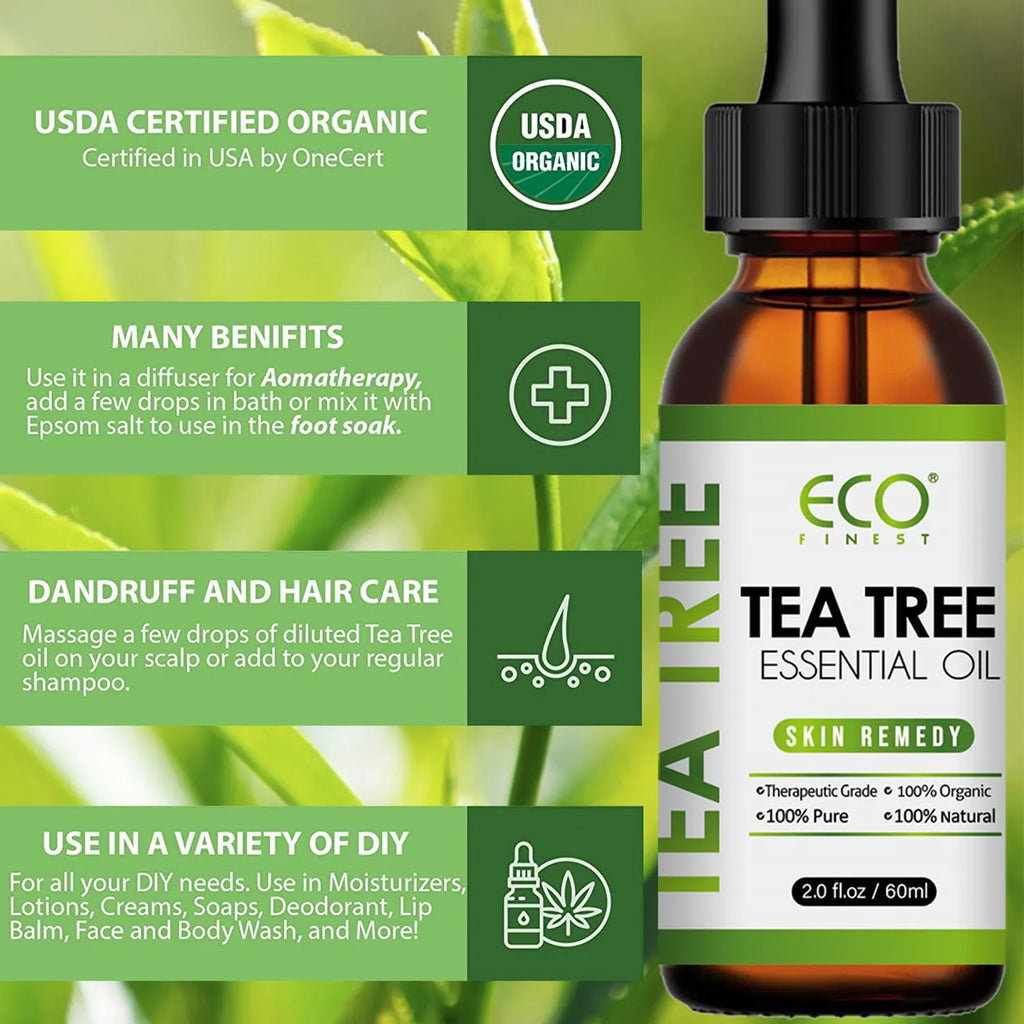 60ml tea tree essential oil bottle for acne treatment massage