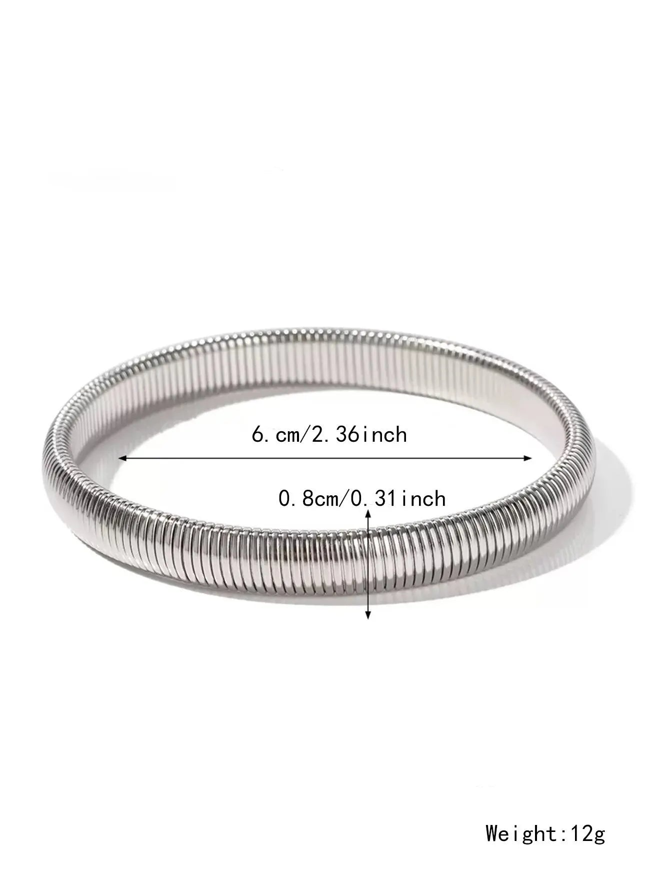 Women's titanium steel bracelet with vertical stripe pattern in gold or silver finish