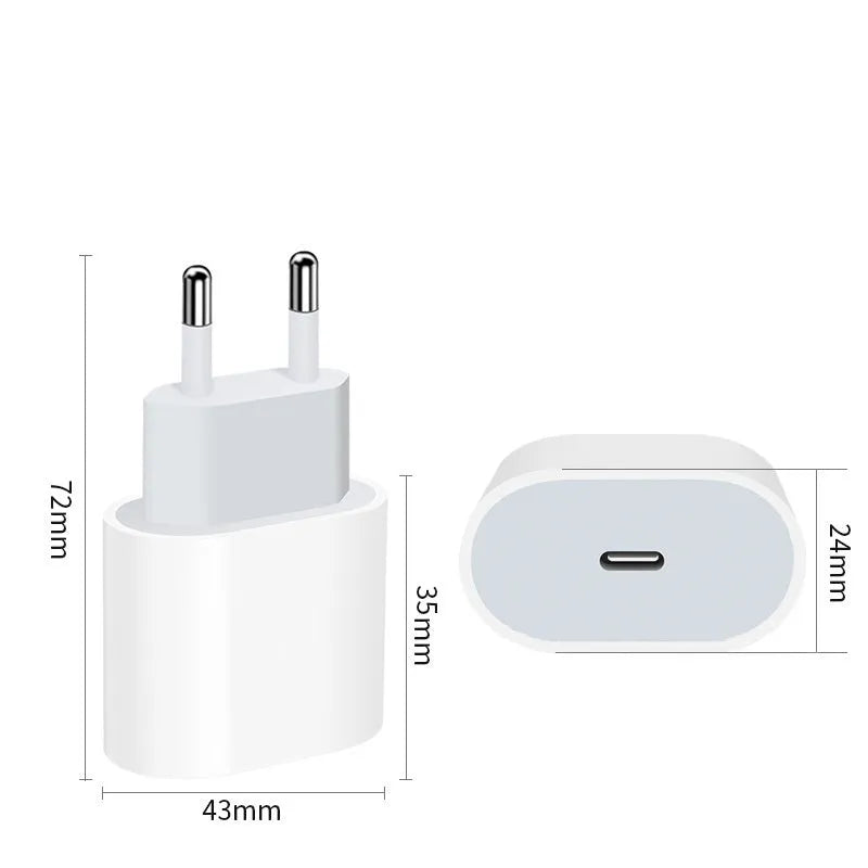 PD20W mobile phone charger with USB port in American and European variants