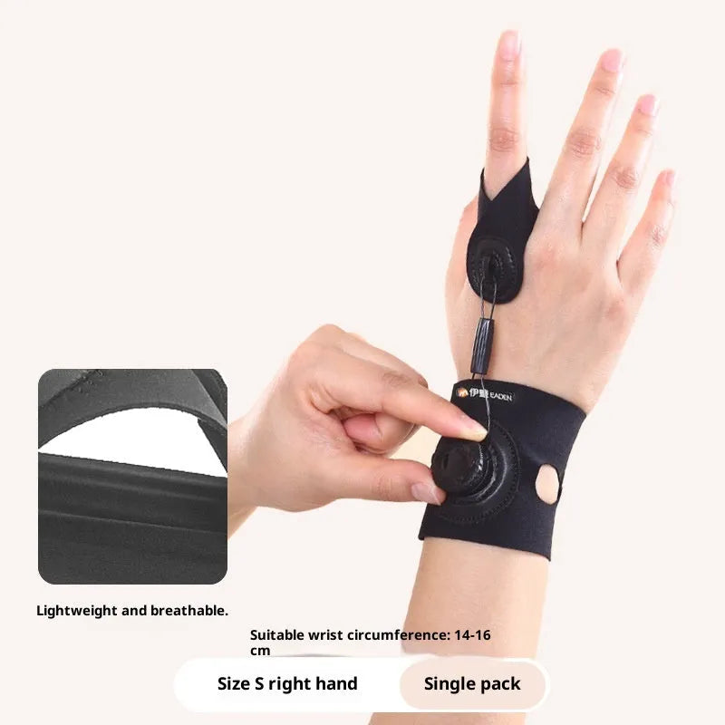 Rotating trigger finger corrector for adult left or right hand, five-finger universal design, S and M sizes