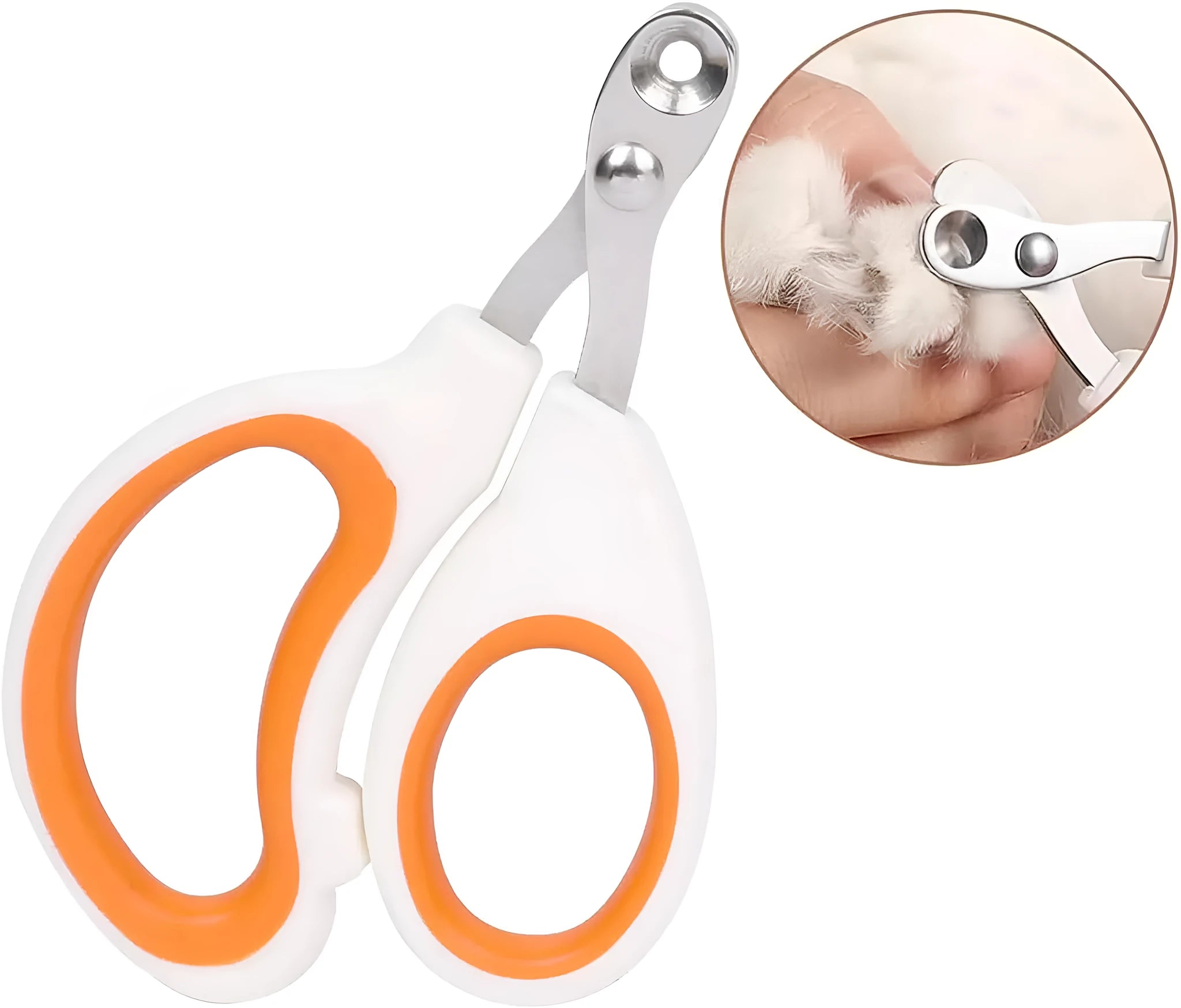 Blue professional cat nail clippers with circular safety hole and cushioned non-slip handles.