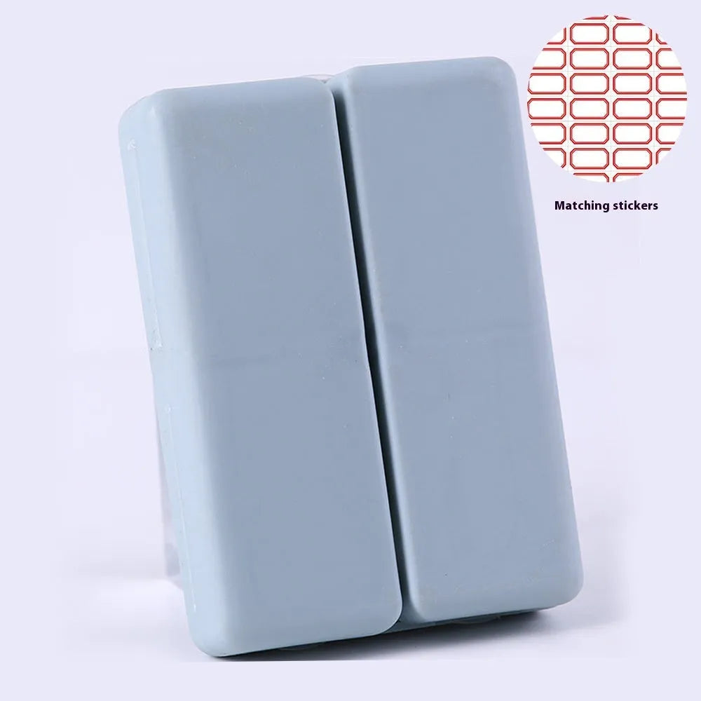 Four-color magnet 7-grid pill box in solid blue colour showing foldable covered design with seven compartments