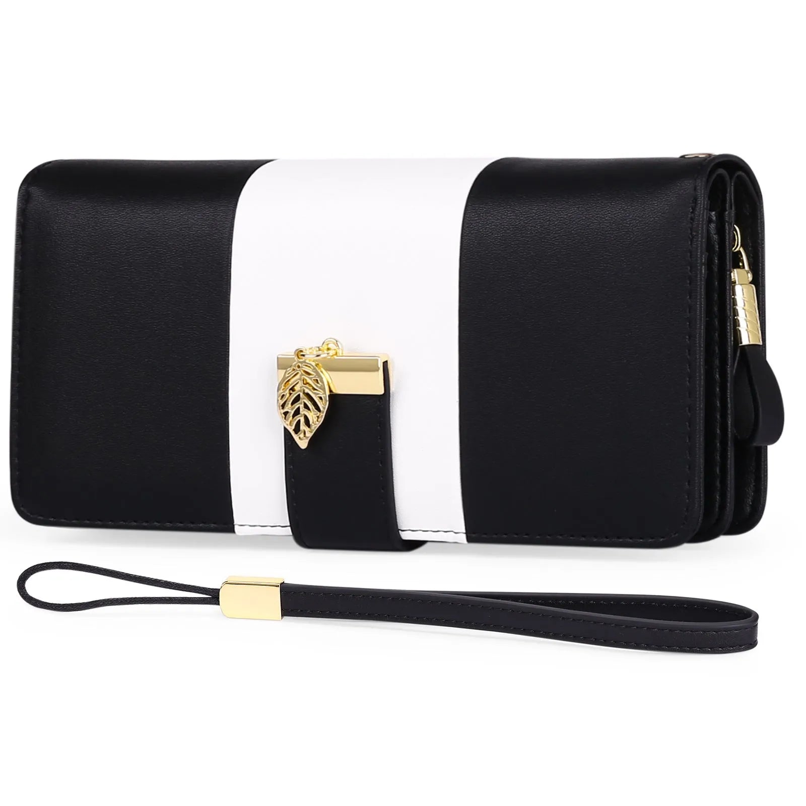 Anti theft brush handbag in PU leather with lock closure, shown in midnight black colour.
