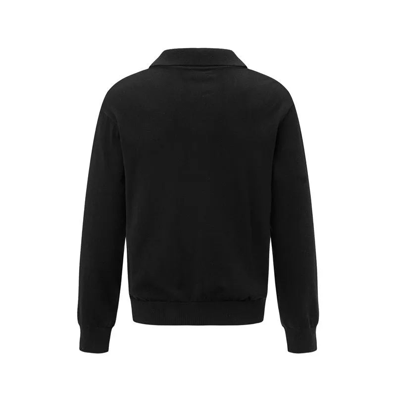 Loose black acrylic blend pullover sweater for casual leisure wear