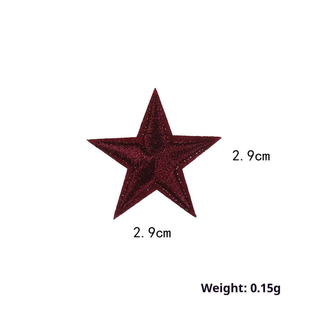 Colourful five-pointed star cloth embroidery labels for DIY clothing decoration.