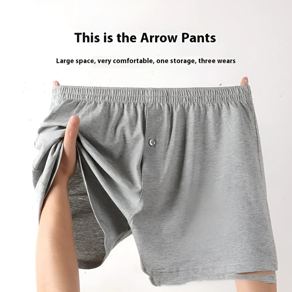Men's light grey pure cotton loose fit boxer shorts with a high waist.