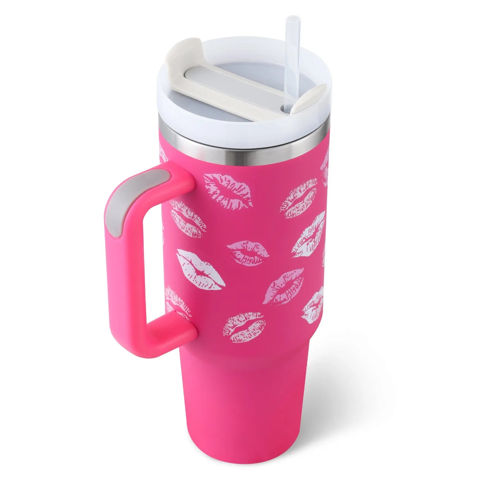 40 oz stainless steel insulated tumbler with handle and straw in multiple colours