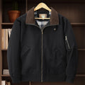 Men's plus size washed cotton baseball flight jacket shown in army green colour.