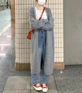 Women's knitted cardigan coat with V-neck and 65cm mid-length design in five colour options