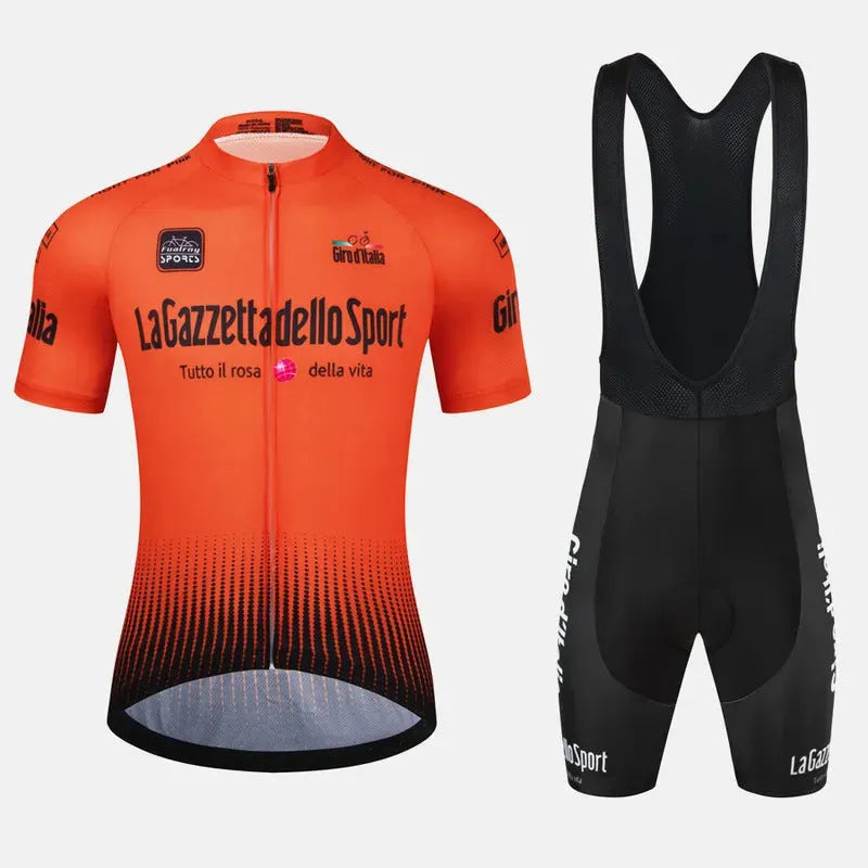 Neutral fit short sleeve cycling suit in polyester fabric for summer sports.