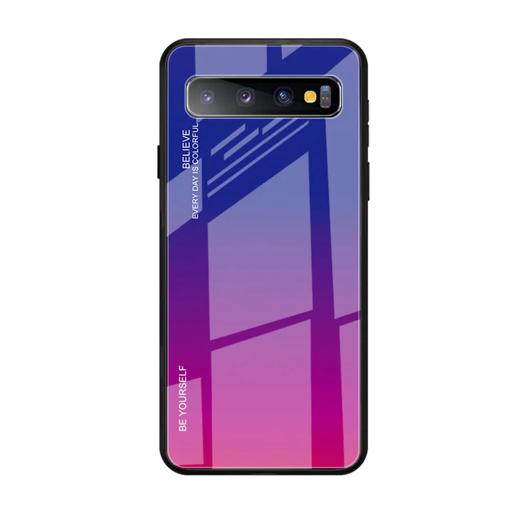 Gradient glass phone case for Samsung with TPU bumper and tempered glass back in colour 01style