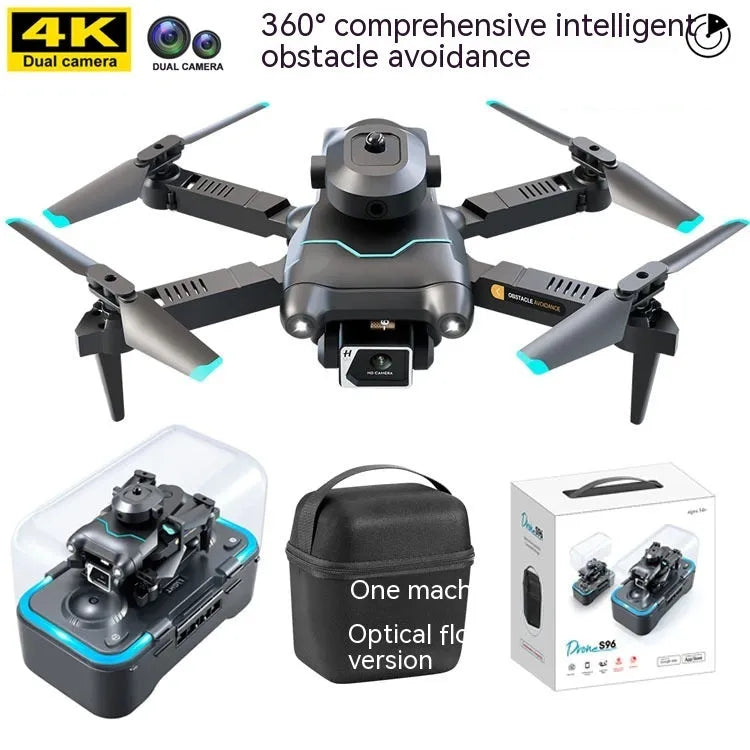 Black S96 quadcopter drone with obstacle avoidance system and 4K camera for indoor training