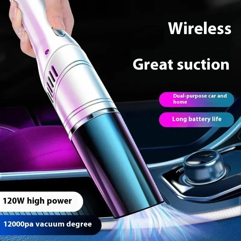 Wireless rechargeable car vacuum cleaner 12000Pa with tyre pressure gauge in black