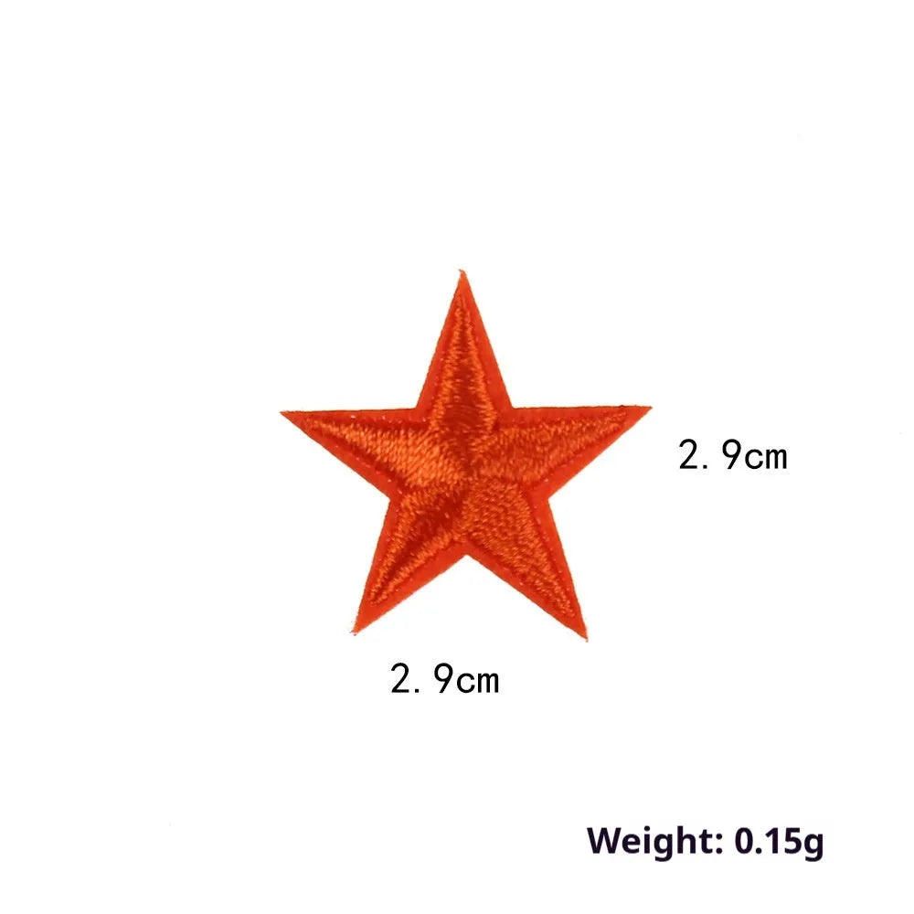 Colourful five-pointed star cloth embroidery labels for DIY clothing decoration.