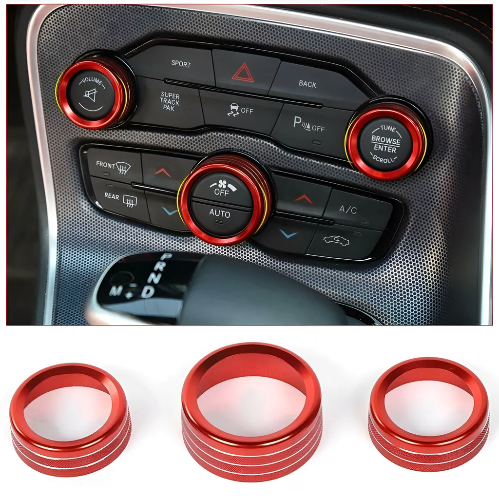 Aluminium alloy decorative ring for Dodge Challenger Grand Cherokee air conditioning knobs