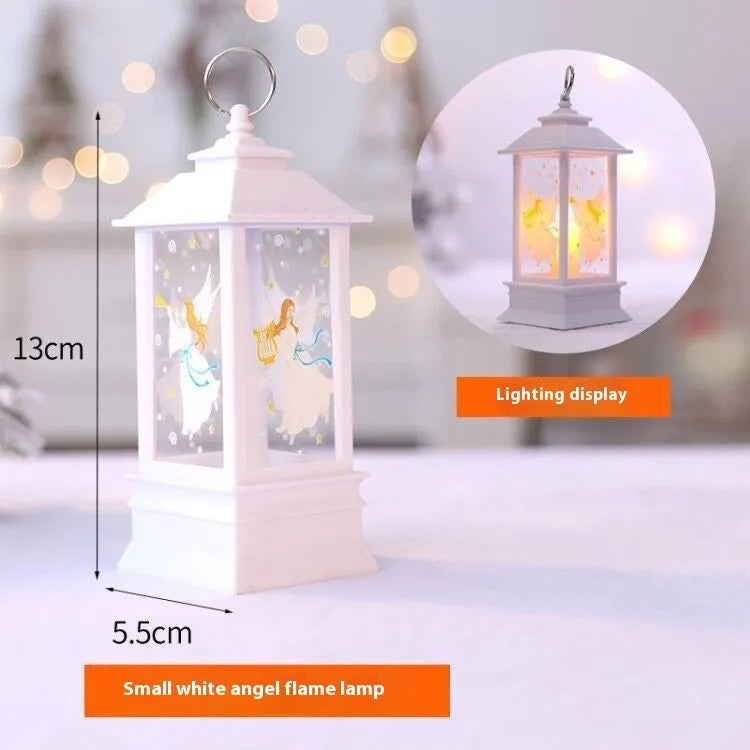 Christmas portable oil lamp with Santa Claus design, plastic construction, battery powered LED light for indoor outdoor hanging decoration