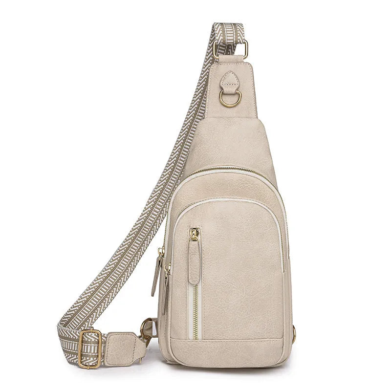Women's soft PU crossbody chest bag with open pocket in multiple colour options