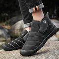 Men's waterproof cotton snow boots with non-slip rubber soles in yellow, green, blue, or black.