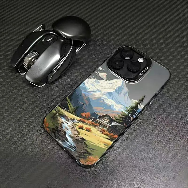 Hard PC phone case with laser stereo pattern for iPhone 15 Pro Max in black