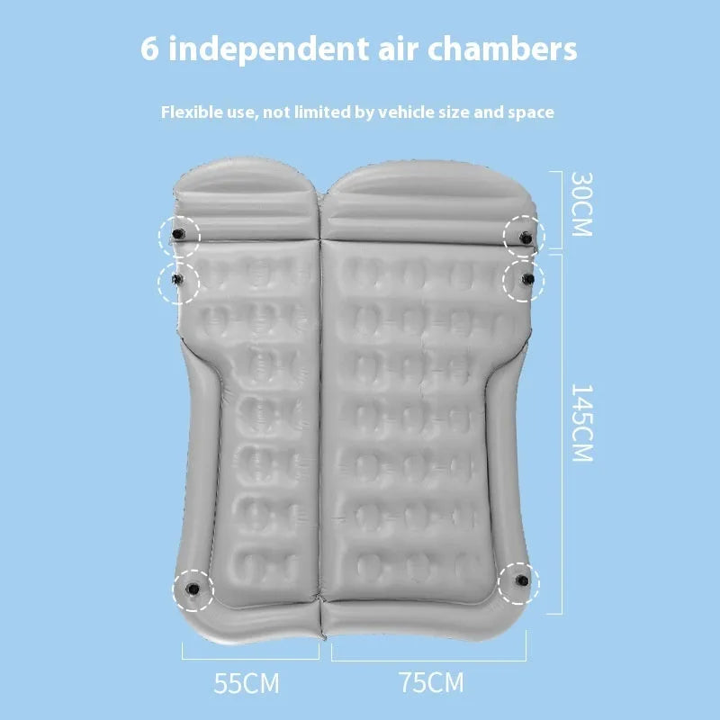 SUV inflatable bed in beige with flocking surface and motor pump, 175cm length for car travel
