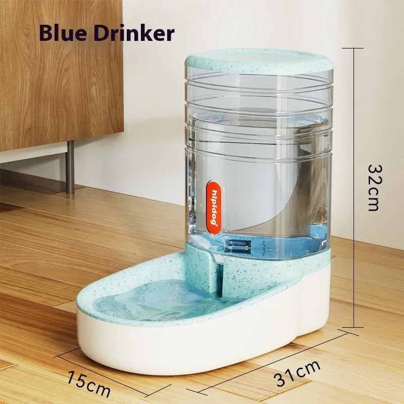 Automatic 3.8L pet water fountain or food dispenser in blue, green, grey, or pink colour